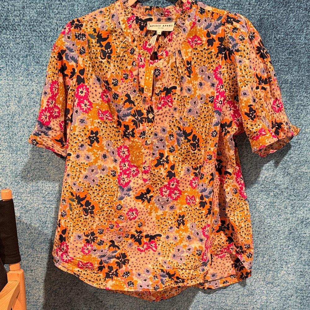Isabel Marant Orange and Pink Floral Blouse